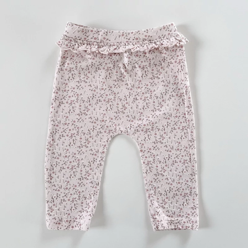 68-as rózsaszín virágos fodros Matalan kislány leggings nadrág – 3-6 hónap