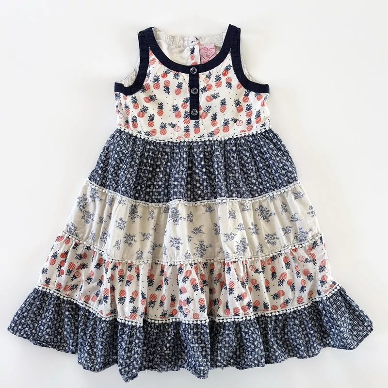 Cutey Couture kislány ruha ananászos-virágos mintával – 128-as, használt gyerekruha