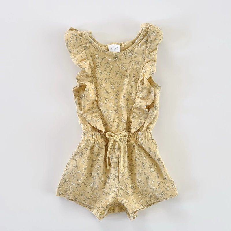 Next fodros virágos pamut kislány playsuit, nyári overall – 74-es méret