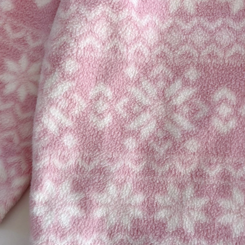 74-es rózsaszín hópelyhes polár pulóver kislánynak – TU, 6–9 hónap