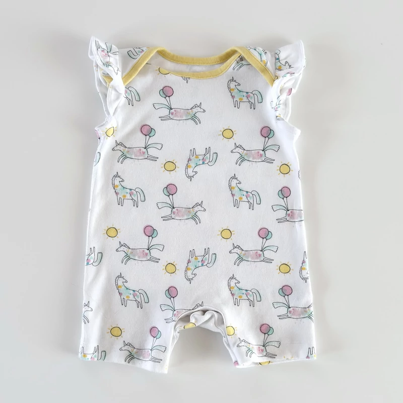 74-es Mothercare kislány pamut napozó unikornis mintával és fodros vállal