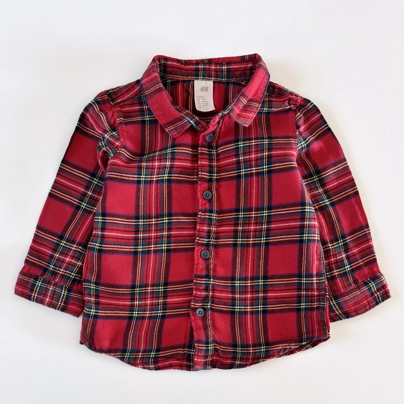 74-es ünnepi kockás flanel kisfiú ing – H&amp;M, 6-9 hónap