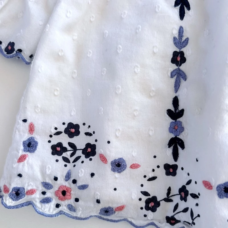 80-as pamut madeira hímzett kétrétegű blúz kislánynak – Monsoon, 6–12 hónap