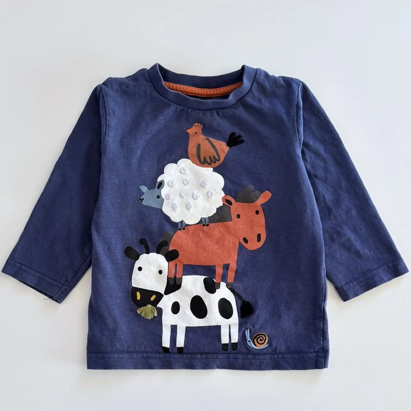 86-os Next sötétkék állatos hosszú ujjú felső kisfiúnak – 12–18 hónap