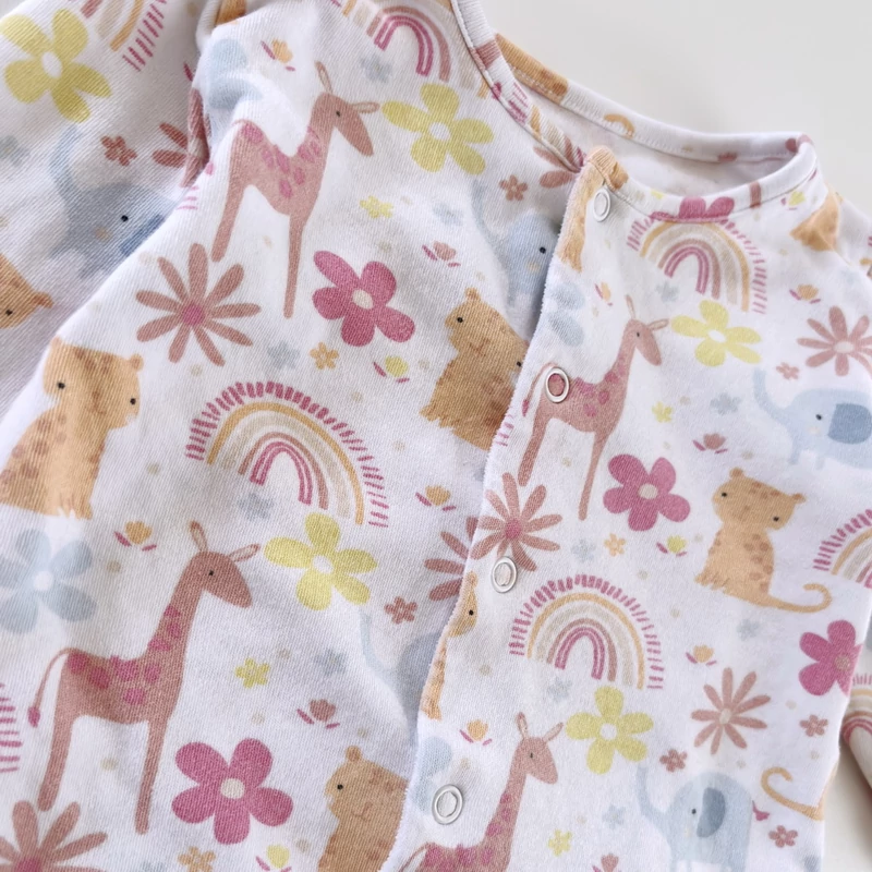 Állat- és virágmintás kislány pamut rugdalózó, Matalan, 80-as méret