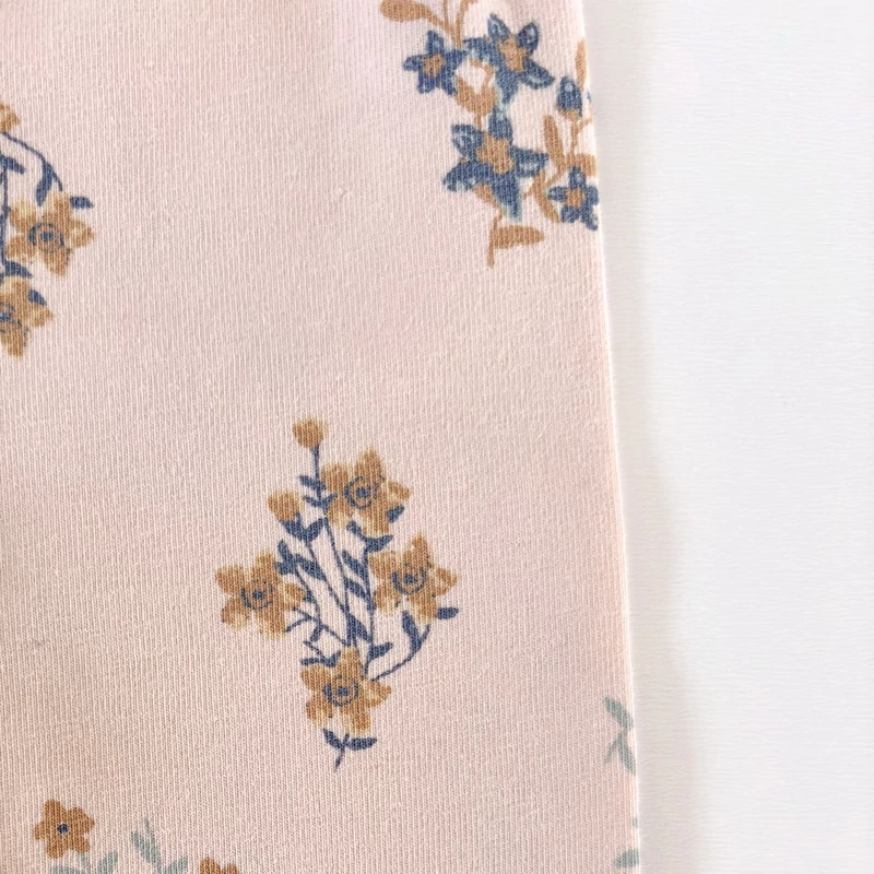98-as barack színű virágmintás pamut kislány leggings – TU
